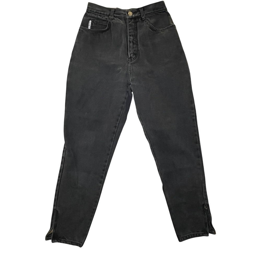 Anchor Blue Jeans Womens 7 Vintage High Waist Black Tapered Ankle Zip Cotton